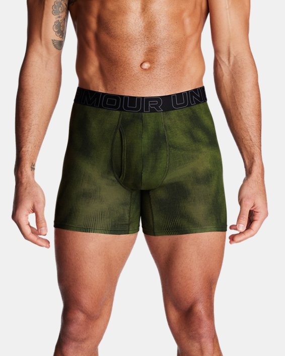 UA Performance Cotton Boxerjock® 15 cm mit Aufdruck im 3er-Pack für Herren, Green, pdpMainDesktop image number 0